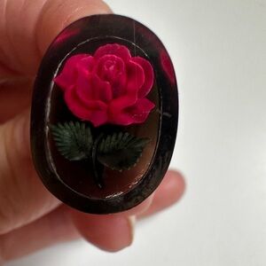 Vintage rose screw back earrings